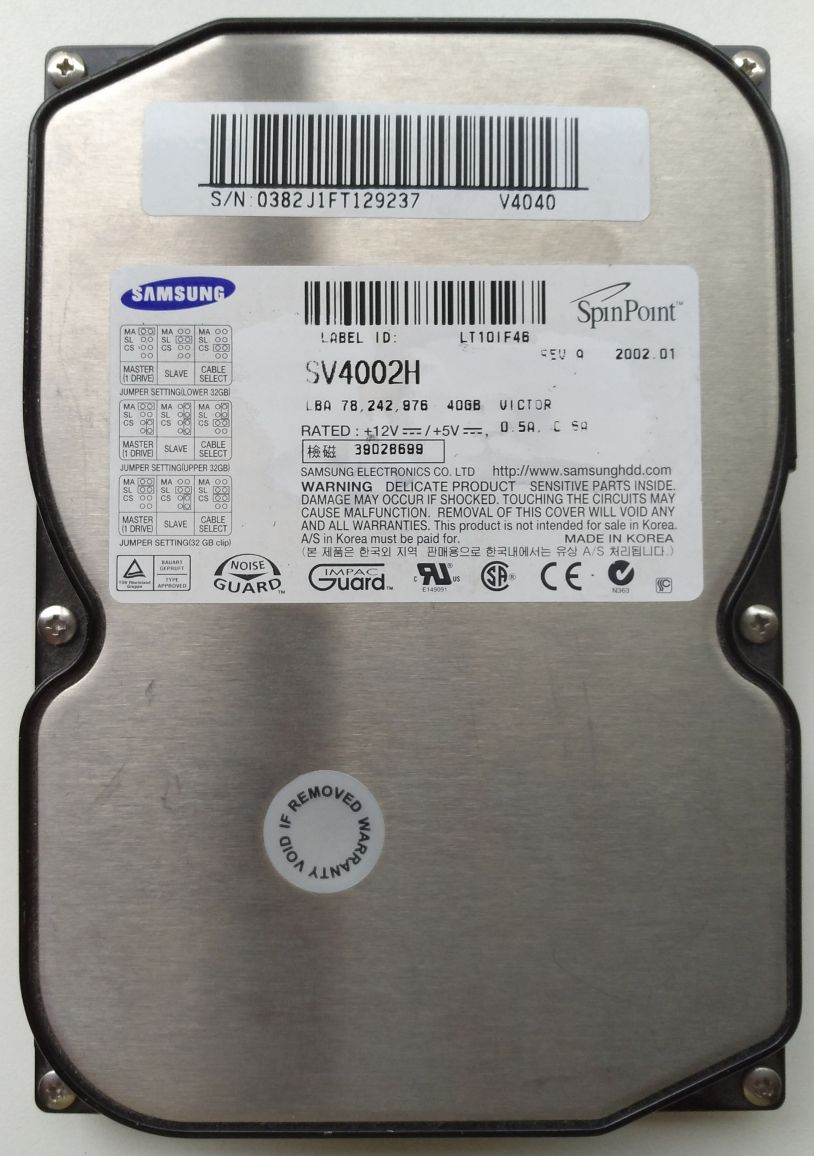 HDD PATA/100 3.5" 40GB / Samsung Spinpoint (SV4002H)
